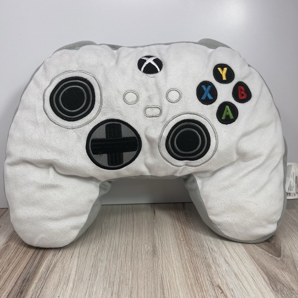 Official Xbox Controller Plush Pillow White Robot Gamer Room Decor Embroidered
